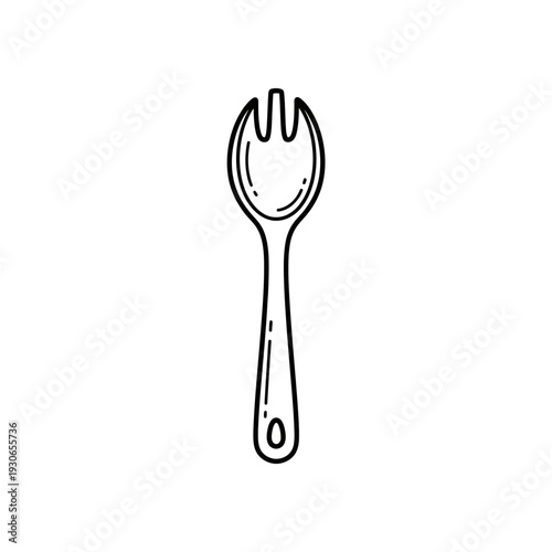 Minimalist Line Drawing of a Fork, Simple Kitchen Utensil Illustration