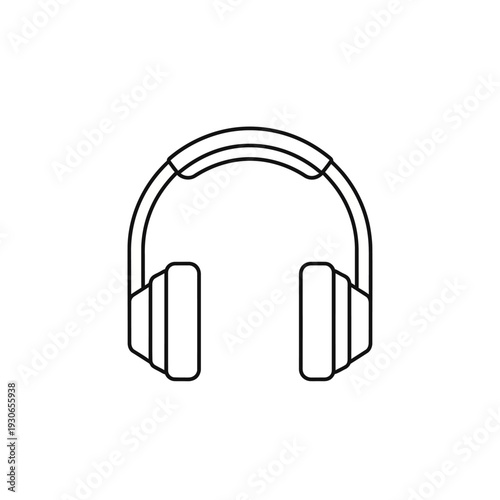 Minimalist Line Drawing of Over-Ear Headphones for Music and Audio Accessories
