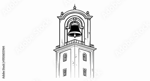 Ornate bell tower featuring a large bell suspended within a decorative archway