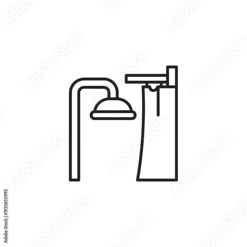 Minimalist Shower Head and Metal Pipe Illustration for Bathroom Design