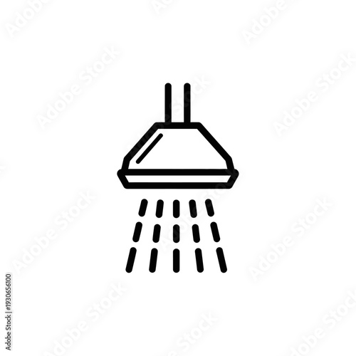 Minimalist Shower Head Illustration for Bathroom Fixtures and Water Flow Concepts