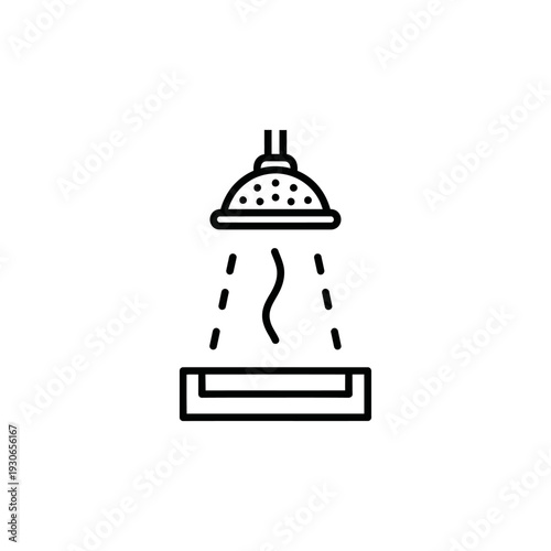 Minimalist Shower Head with Water Spray Illustration for Bathroom Design