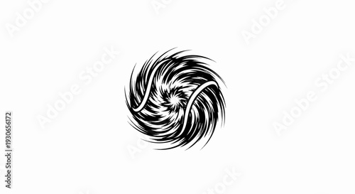 Black and white swirling vortex with brushstroke effect