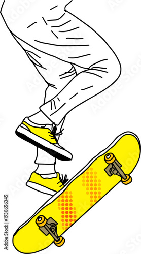 Young Skater Jumping with Yellow Skateboard
