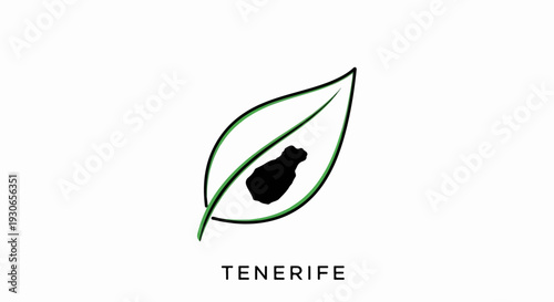 Simple green leaf with a black blob inside, against a white background