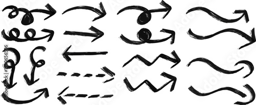Abstract Black Brush Arrows Movement Set