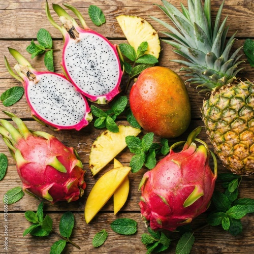 Colorful Tropical Food Arrangement