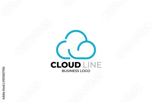 modern cloud logo design vector with flat line style in blue color