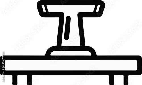 A bold black outline icon of a sewing machine