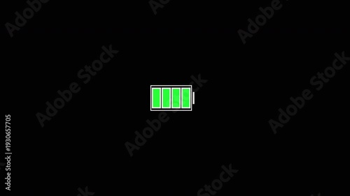 Smart phone battery charging animation with transparent background alpha channel, battery charging icons for computer