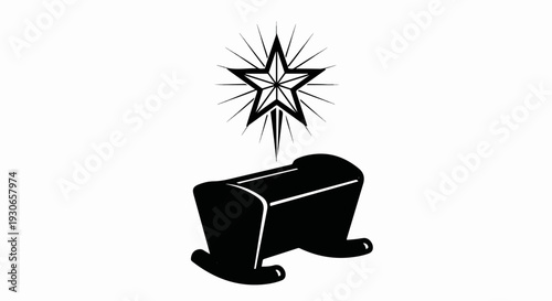 Star shines above a simple manger, symbol of hope and new beginnings