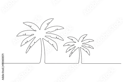 Palm tree continuous line art modern minimalist isolated outline design