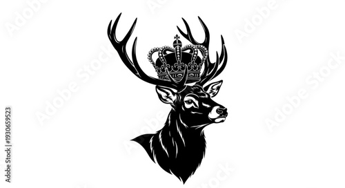 Deer Head with Crown Antlers.
