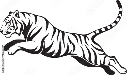 Tribal tiger jump - vector tattoo