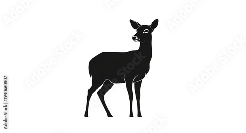 Deer Silhouette Standing Alone.