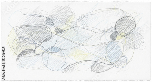Abstract pencil drawing with overlapping circles and lines.