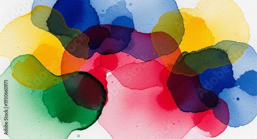 Abstract Watercolor Splashes Vibrant Colors.