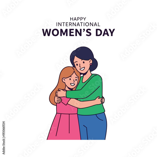 Celebrating the powerful bond of sisterhood and intergenerational connections with two women embracing on a clean white background representing