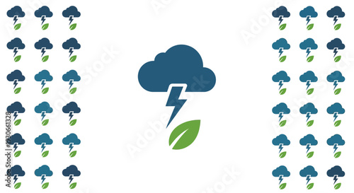 Weather icons with rain and lightning.