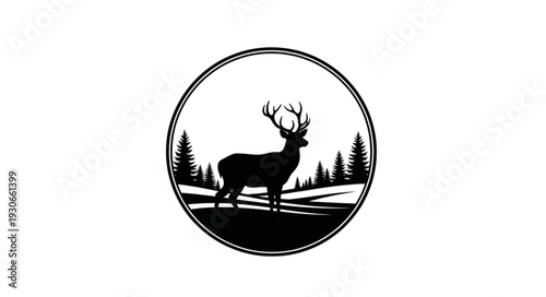 Deer Silhouette in Circle Logo.