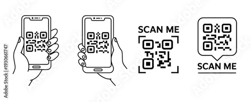 QR Code Scan Icon Vector Smartphone Scanning Technology Symbol