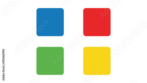 Four colored squares arranged in a two-by-two grid pattern on a white background