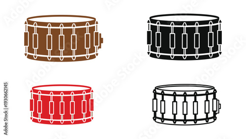 Four distinct drum designs showcasing variations in color and detailing