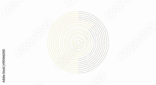 Concentric circles transition from pale yellow to dark gray on a white background