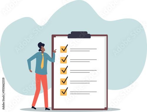 Complete checklist or finishing checkbox, task done within deadline, complete tasks list or project,human life and situation.