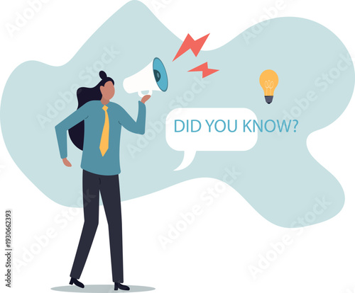 Did you know, fun fact, idea or advice message, useful knowledge or wisdom, expert information, explanation or solution,human life and situation.