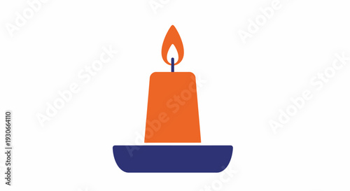 Burning Candle Icon on White Background