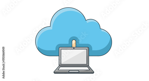 Cloud Computing Laptop Icon: Data Storage and Network Connection