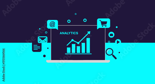Digital Analytics and Data Visualization on Laptop Screen