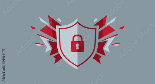 Digital Security Shield with Padlock Icon, Cyber Protection Concept