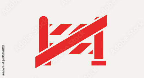 Red barrier gate icon with diagonal stripe on white background