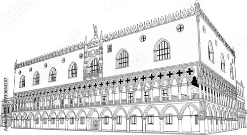 Ornate gothic building with multiple arched levels and decorative facade detail