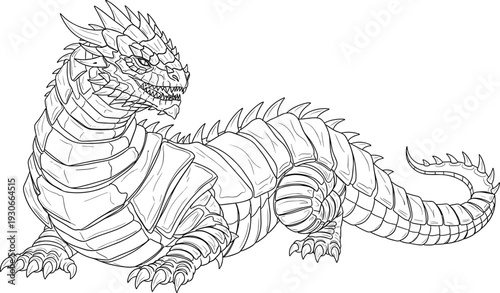 Detailed dragon illustration with sharp claws and scales