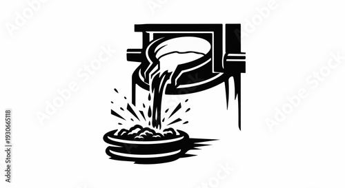 Molten metal is poured from a ladle into a mold, creating sparks