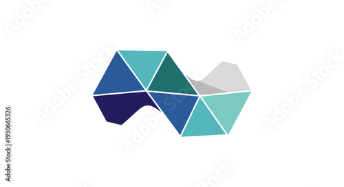Geometric Abstract Shape with Blue and Teal Polygons.