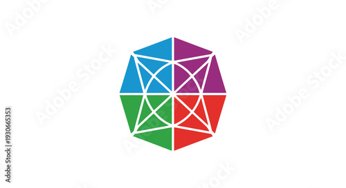 Geometric Abstract Shape with Vibrant Colors and Lines.