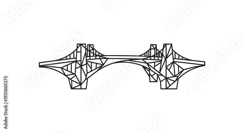 Geometric Bridge Structure Illustration Line Art.