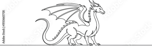 Majestic dragon standing proudly with wings spread