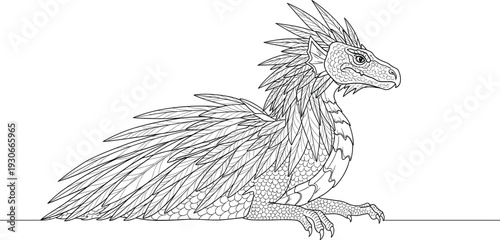 Mythical dragon creature with wings and sharp claws