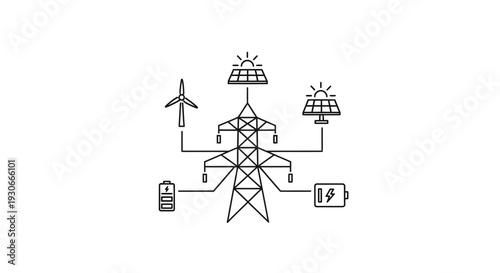 Renewable energy sources power distribution system.