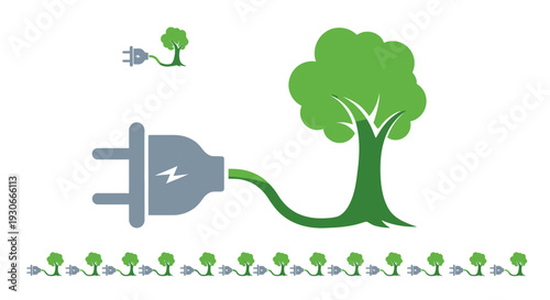 Eco friendly energy concept with tree and plug.