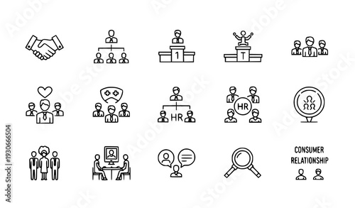 Corporate Team, Client and HR Linear Icon Pack