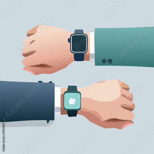 Hands showcasing smartwatches with displays