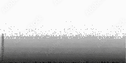 Abstract black and white dotted pattern resembling a horizon line