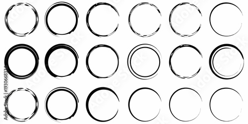 Arrangement of abstract black circles on a clean white background