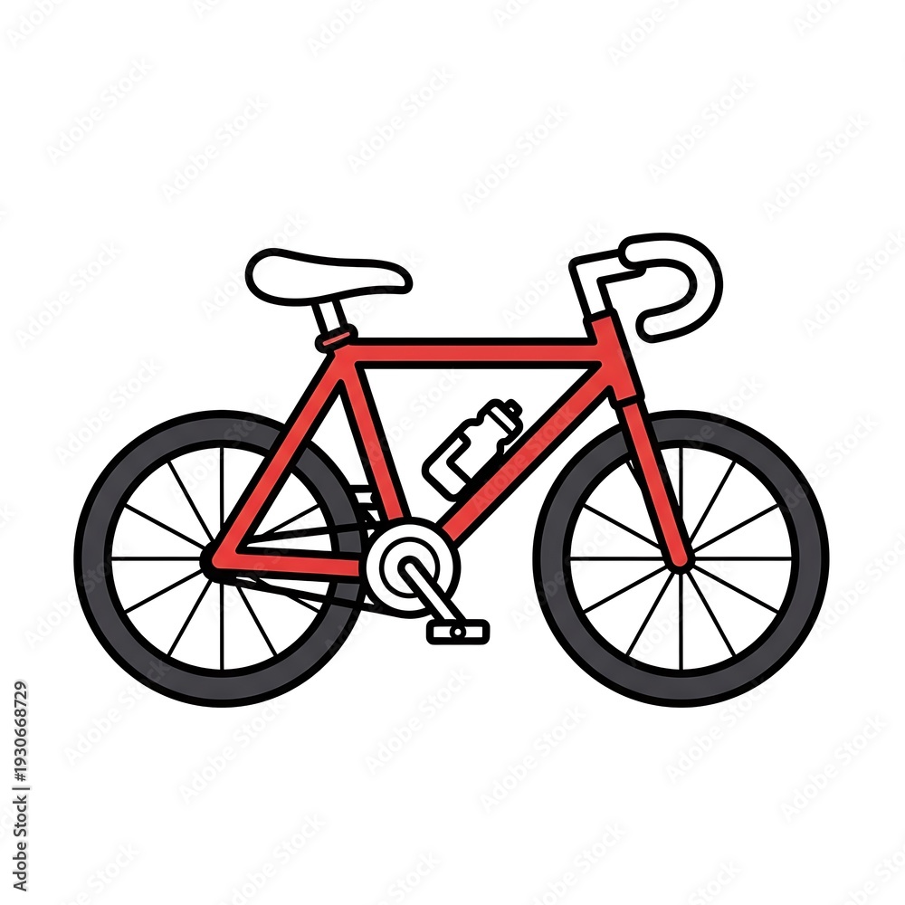 Fototapeta premium Red Bicycle Illustration on White Background.